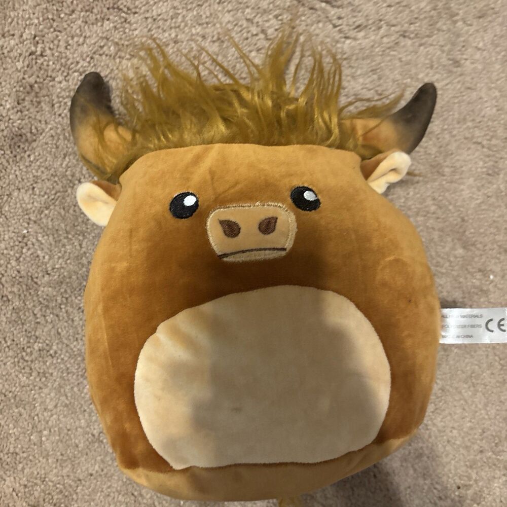 25CM Cuddly Squishy Cartoon Long Haired Highlander Cow Animal Plush Pillow Soft